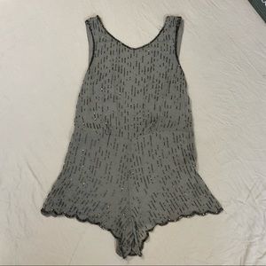 Free people Grey/Silver beaded romper